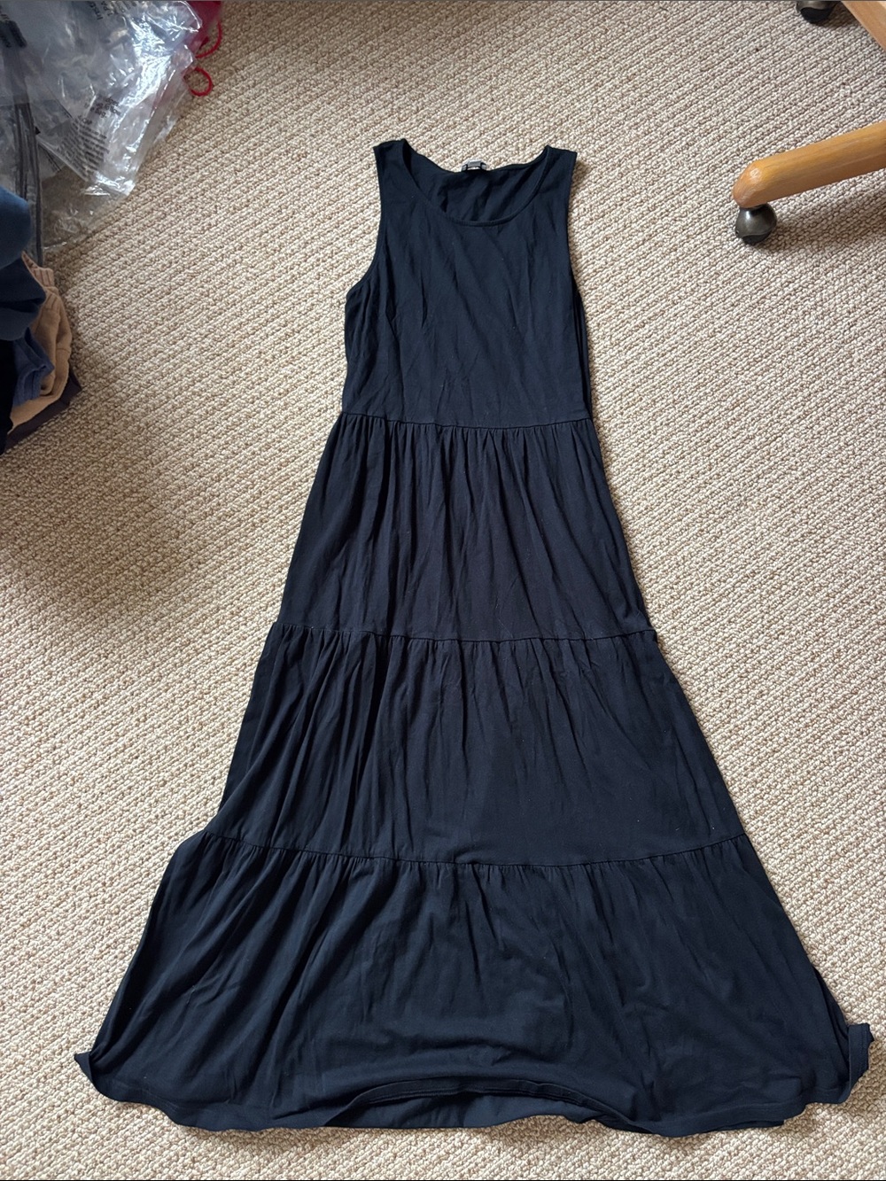 J. Crew Black Sleeveless Tiered Maxi Dress